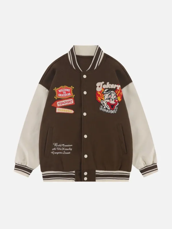 Flocked Carousel Varsity Jacket sold by Yugen Theory