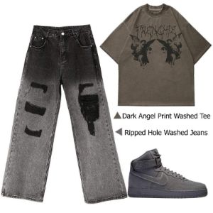 Dark Angel Print Washed T-Shirt sold by Yugen Theory