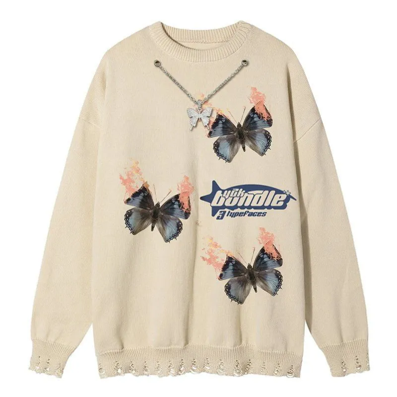 Patterned Sweater Hell Butterfly sold by Yugen Theory