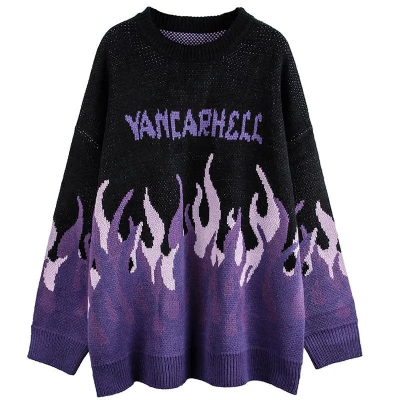 Hip Hop Jacquard Sweater Flame sold by Yugen Theory