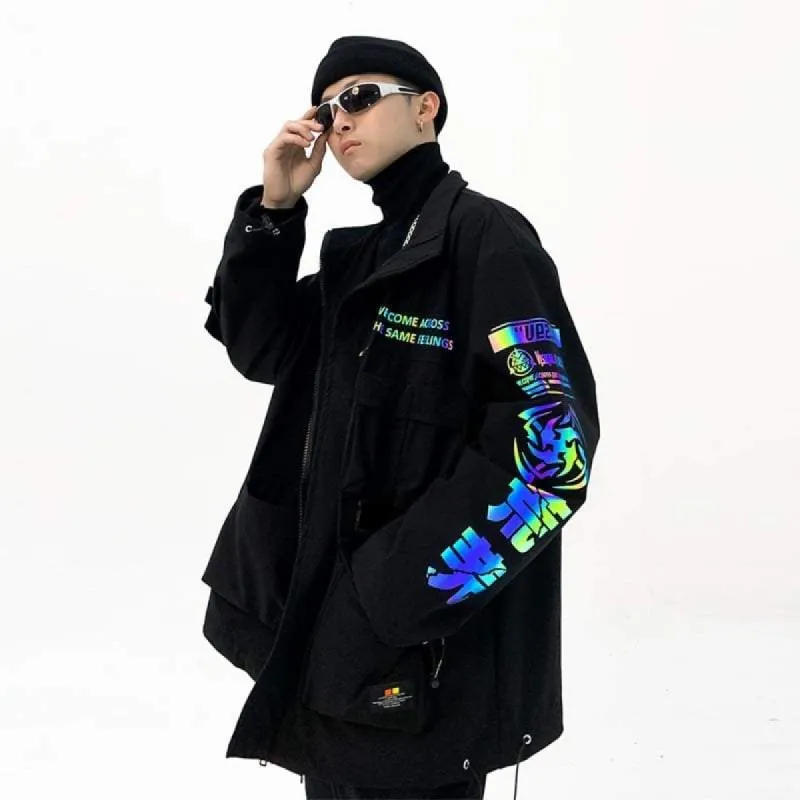 Black Reflective Techwear Jacket sold by Yugen Theory
