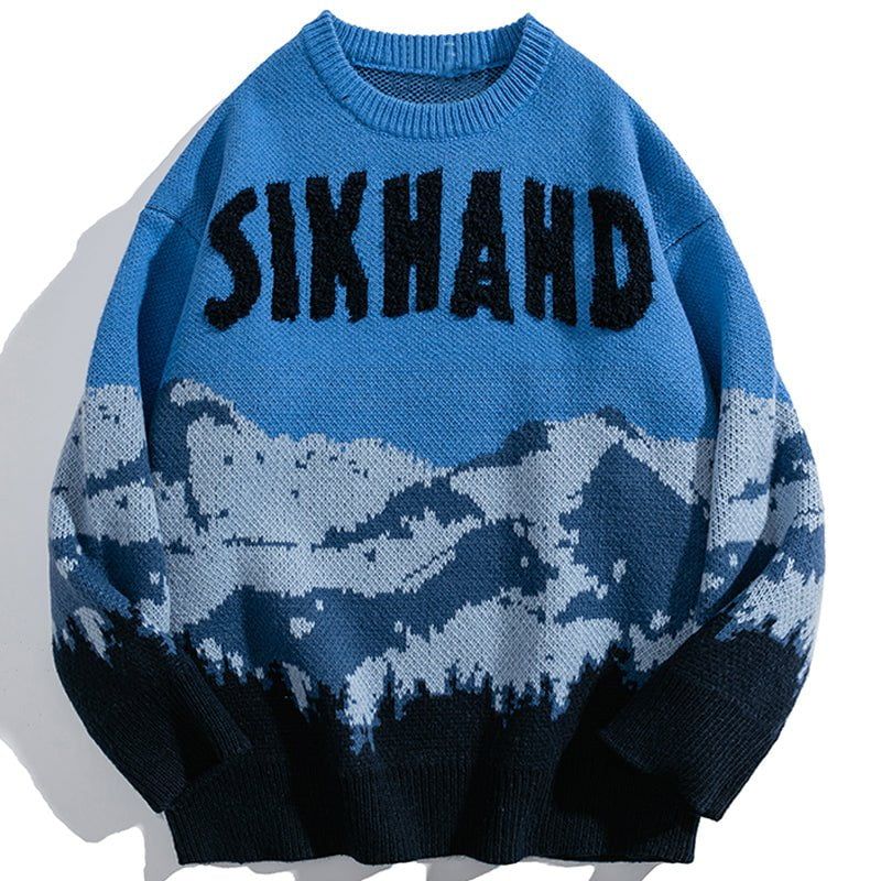 Retro Knit Sweater Layers of Mountains sold by Yugen Theory product image thumbnail 3