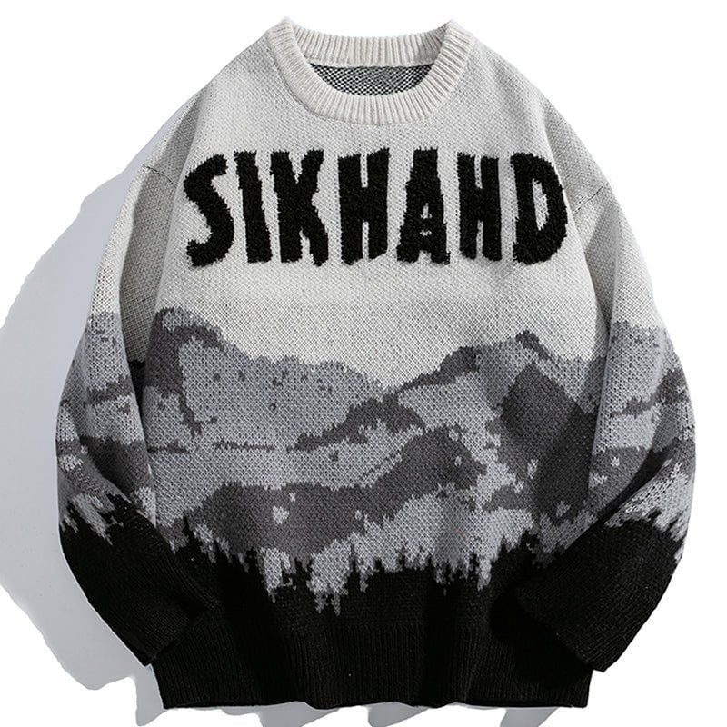 Retro Knit Sweater Layers of Mountains sold by Yugen Theory product image thumbnail 2