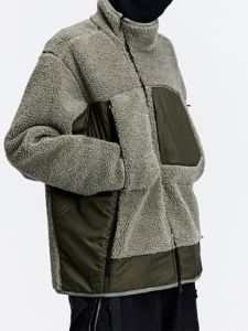 Tilt Zip Up Patchwork Sherpa Coat sold by Yugen Theory