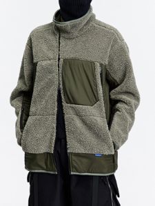 Tilt Zip Up Patchwork Sherpa Coat sold by Yugen Theory