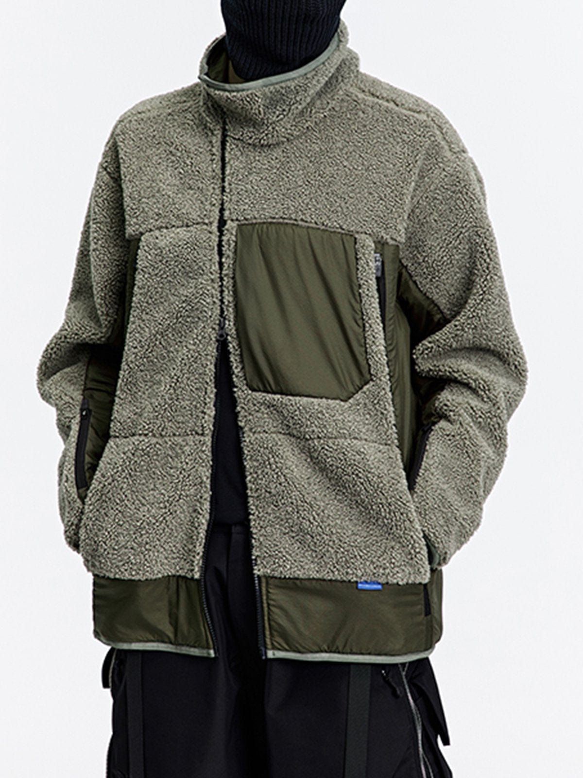 Tilt Zip Up Patchwork Sherpa Coat sold by Yugen Theory product image thumbnail 3
