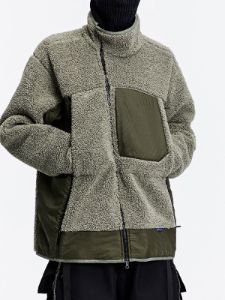 Tilt Zip Up Patchwork Sherpa Coat sold by Yugen Theory