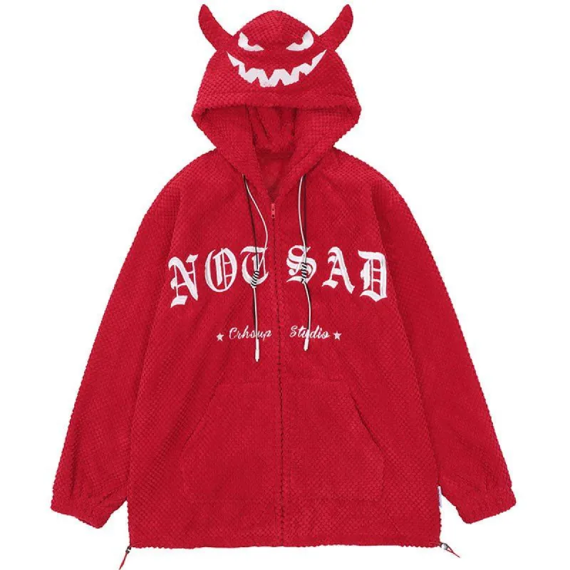 Sherpa Waffle Hoodie Devil Horn sold by Yugen Theory