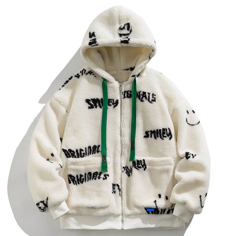 Fleece Winter Coat Full Letter Graffiti sold by Yugen Theory