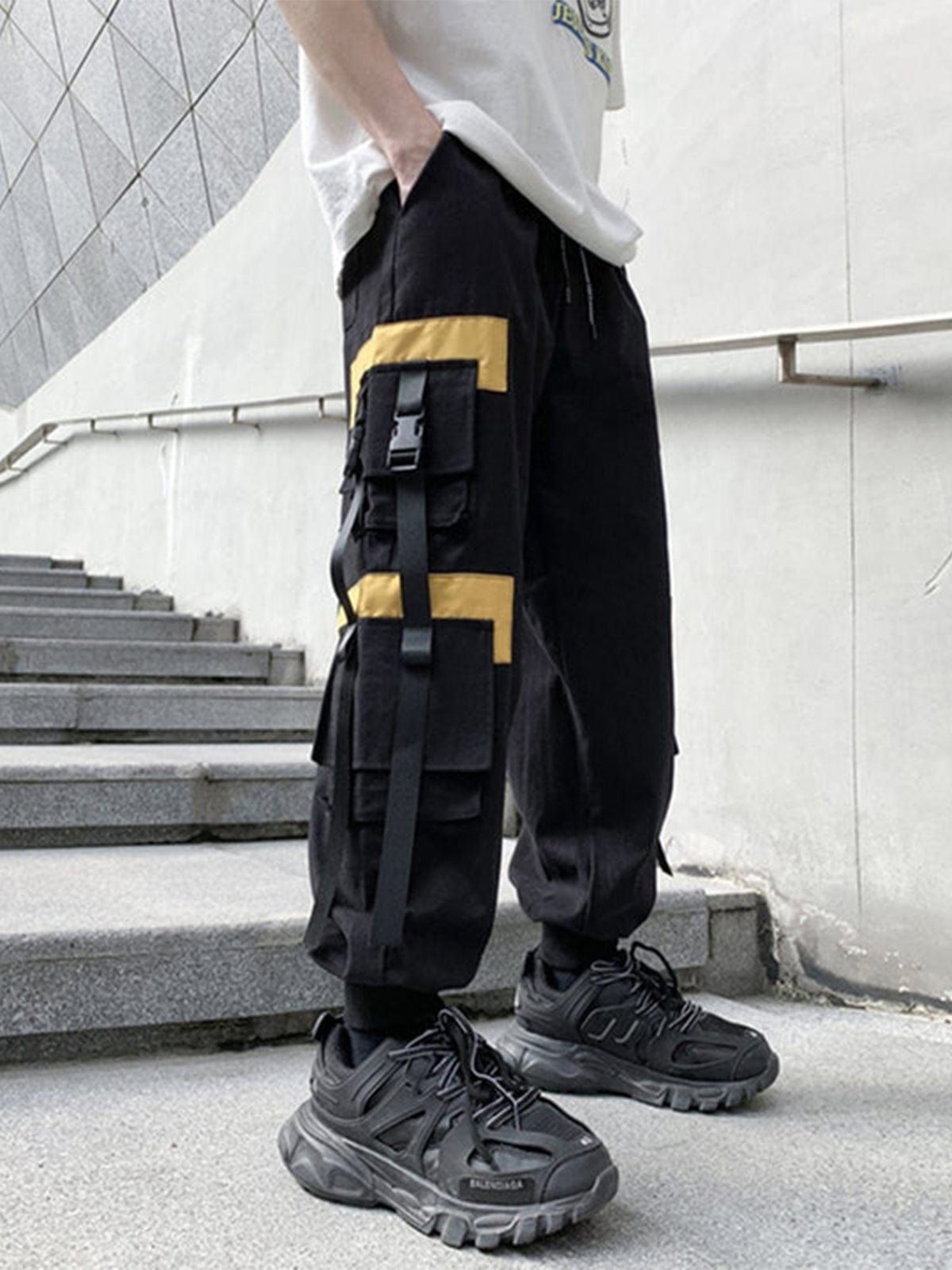 Techwear Patchwork Pockets Ribbons Cargo Pants sold by Yugen Theory product image thumbnail 2
