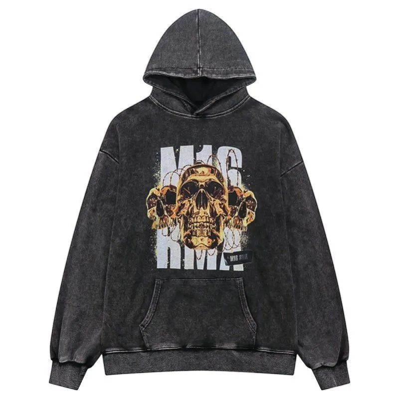 Washed Hoodie Golden Skull sold by Yugen Theory