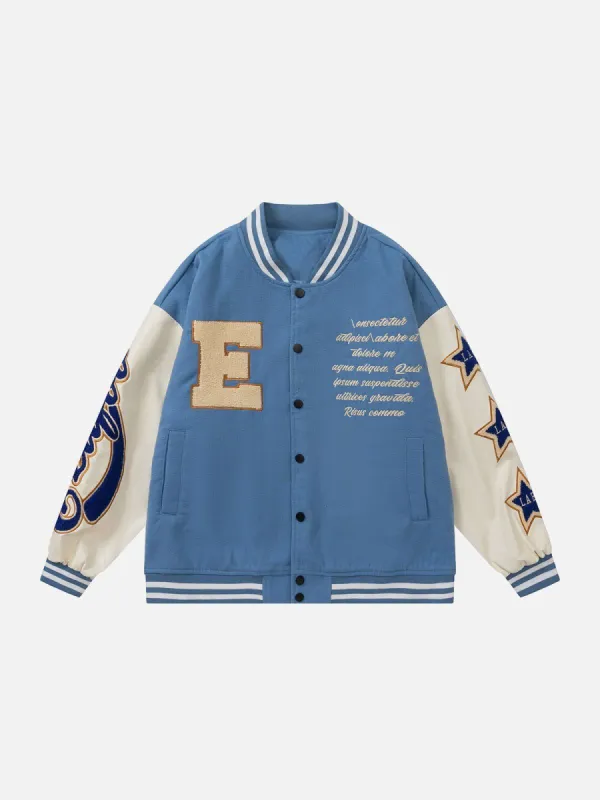Star Flocking Print Varsity Jacket sold by Yugen Theory