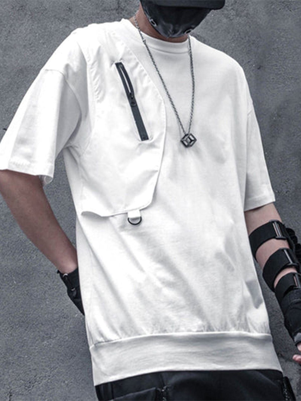 Dark Functional Zipper Patchwork T-Shirt sold by Yugen Theory product image thumbnail 2