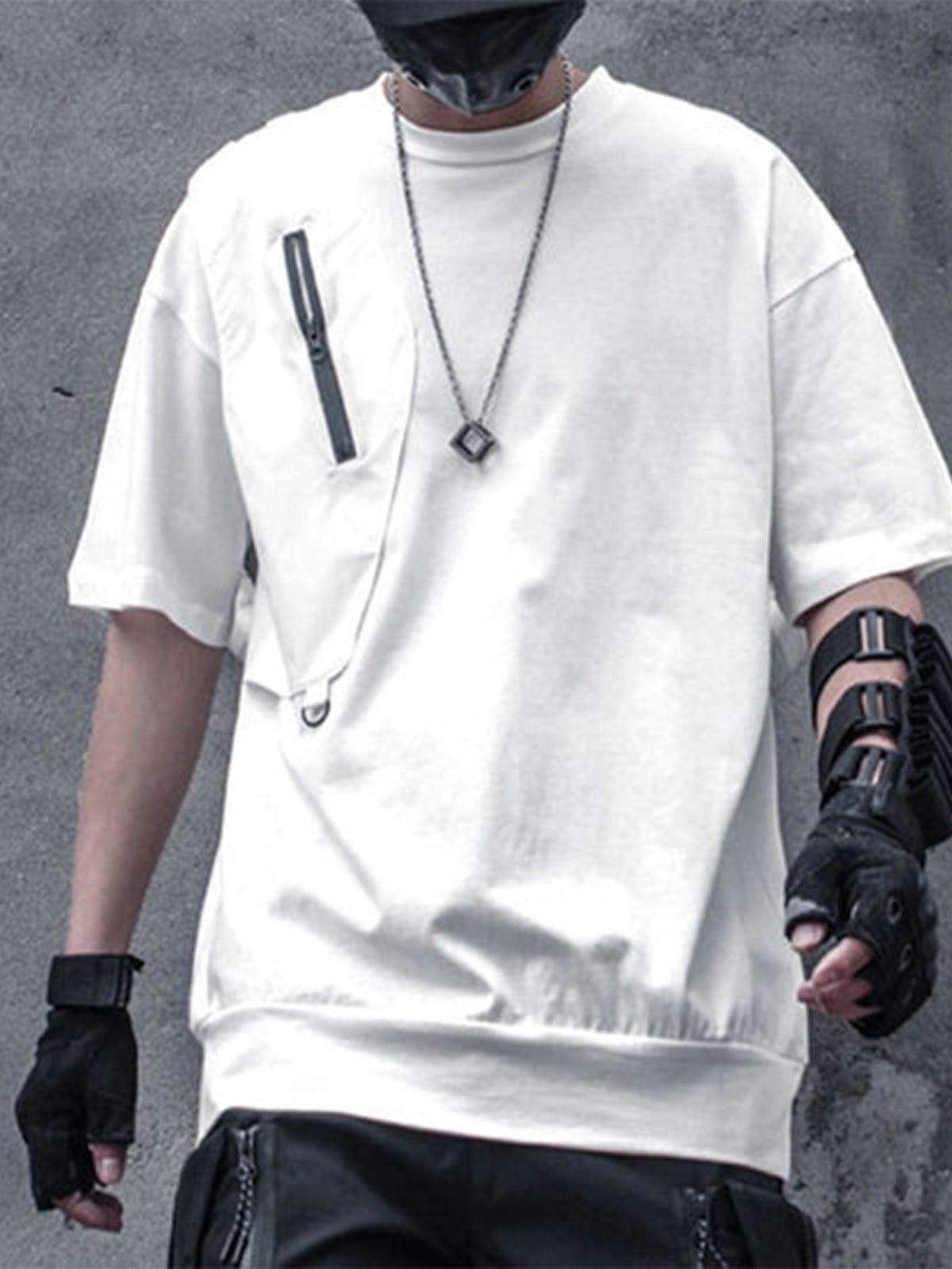 Dark Functional Zipper Patchwork T-Shirt sold by Yugen Theory product image thumbnail 3