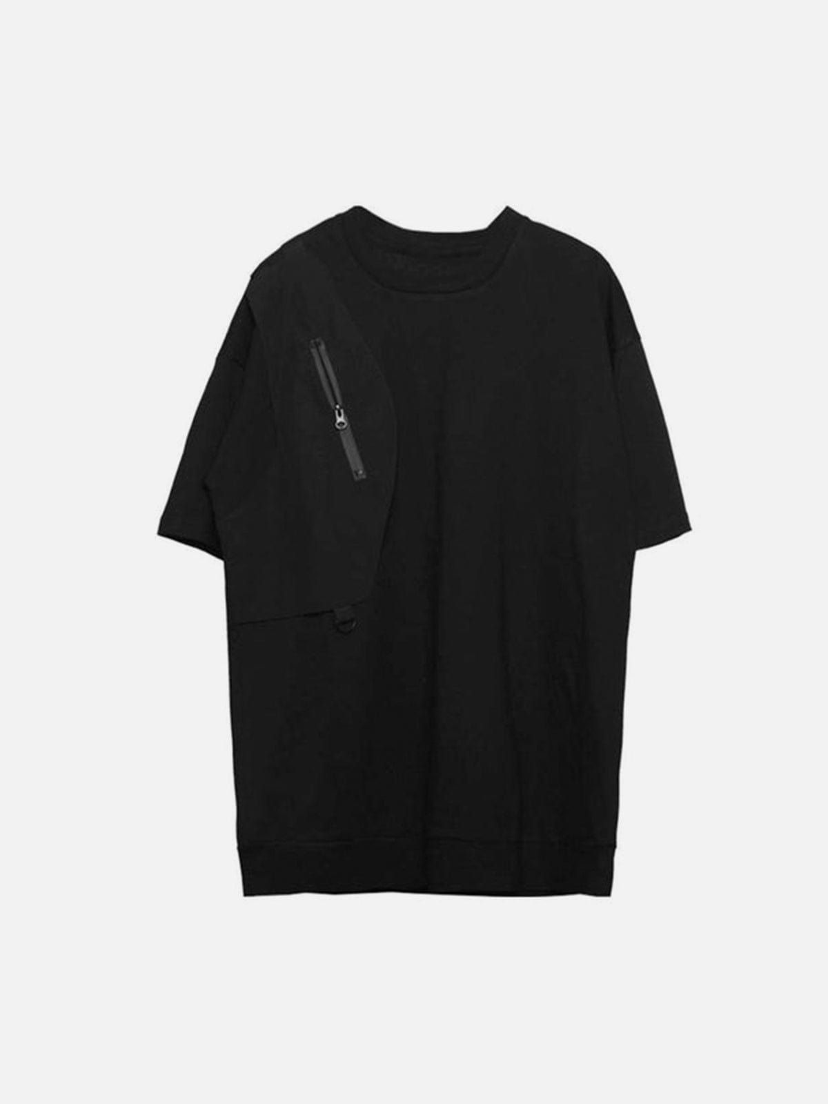 Dark Functional Zipper Patchwork T-Shirt sold by Yugen Theory