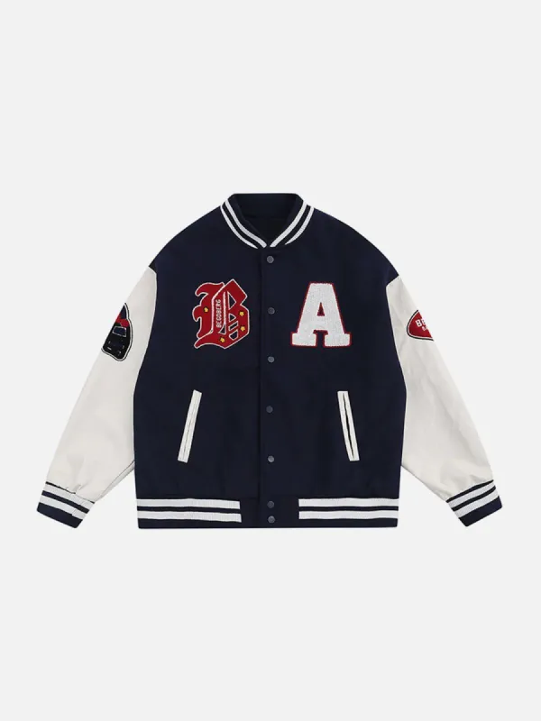 A Embroidery Varsity Jacket sold by Yugen Theory