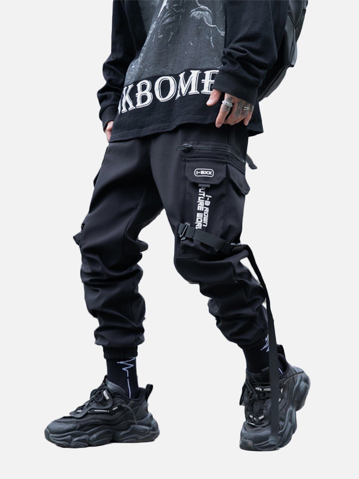 Strap Multiple Pockets Cargo Pants sold by Yugen Theory