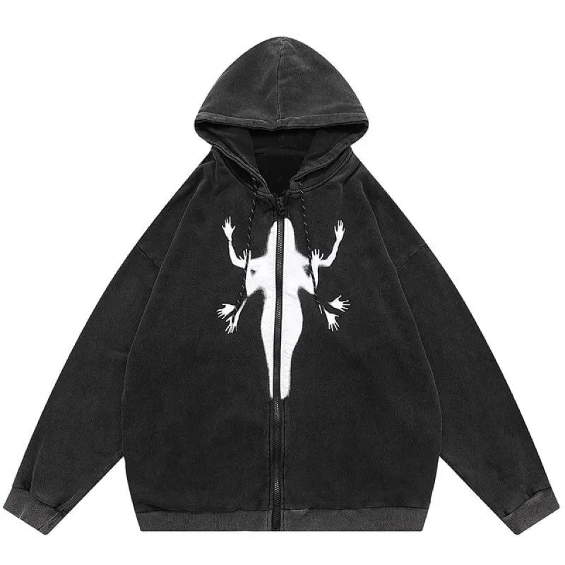Vintage Washed Zipper Hoodie Portraits sold by Yugen Theory