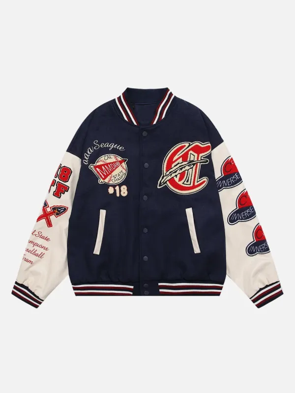 Vintage Flock Print Varsity Jacket sold by Yugen Theory