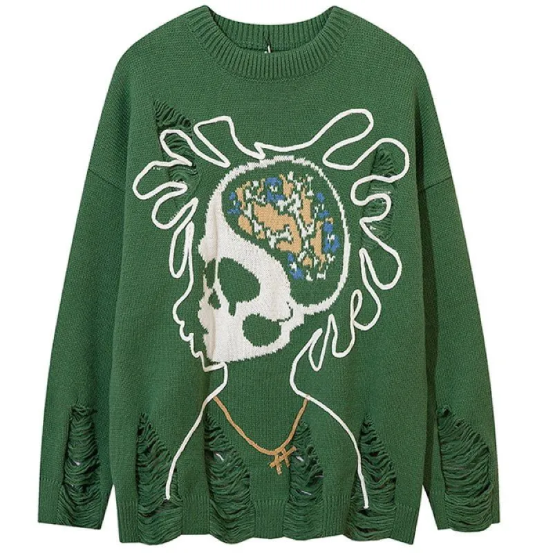 Distressed Hip Hop Sweater Skull sold by Yugen Theory