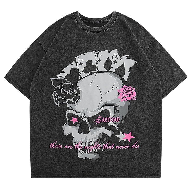 Washed T-shirt Rose Skull sold by Yugen Theory