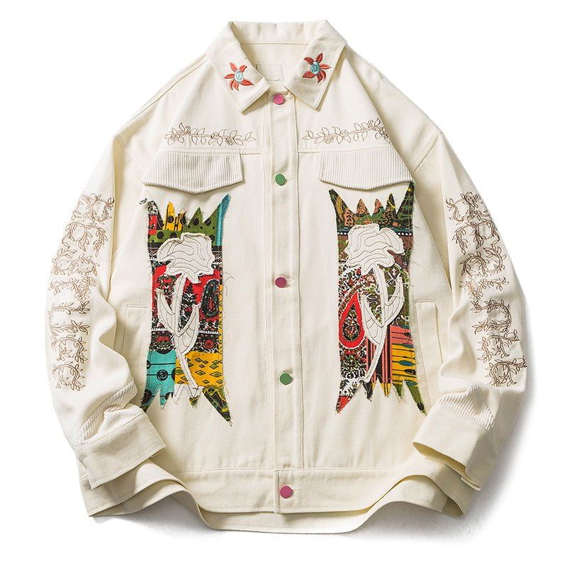 Denim Jacket Embroidery Flower sold by Yugen Theory