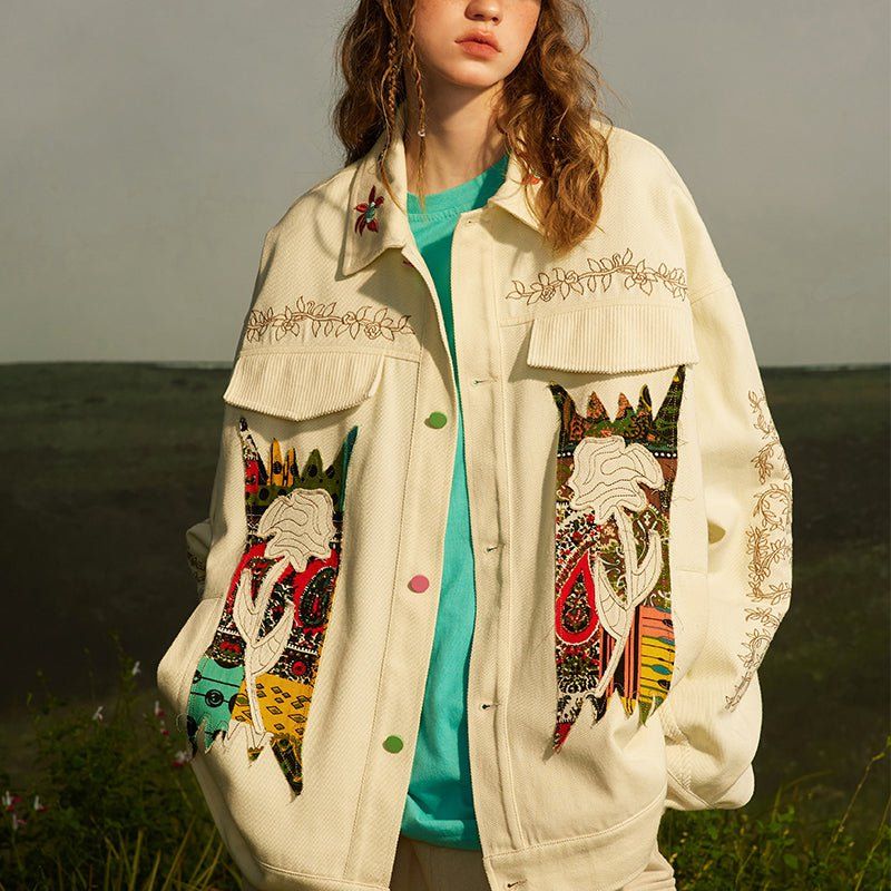 Denim Jacket Embroidery Flower sold by Yugen Theory product image thumbnail 2
