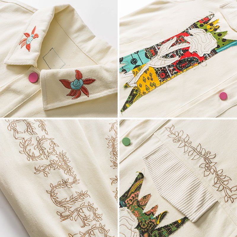 Denim Jacket Embroidery Flower sold by Yugen Theory product image thumbnail 5