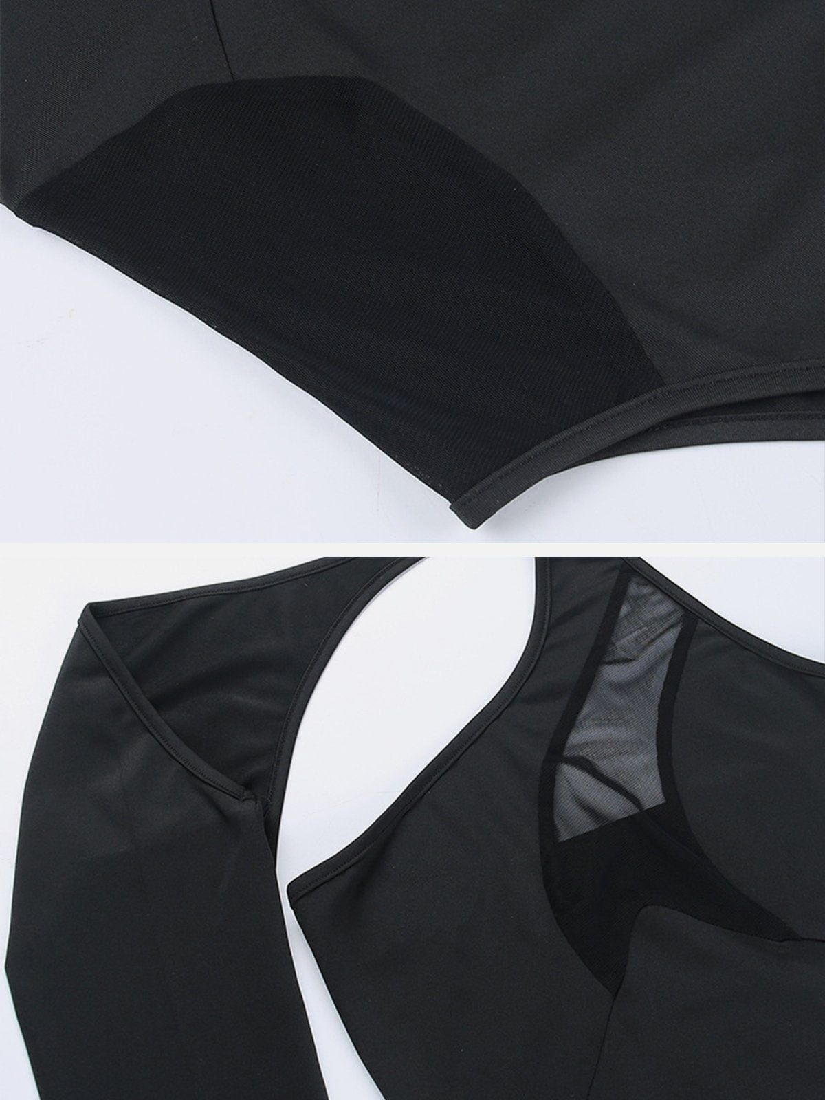 One Shoulder Mesh Patchwork Bodysuit sold by Yugen Theory product image thumbnail 3