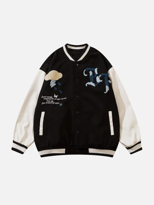 Butterfly Embroidery Varsity Jacket sold by Yugen Theory