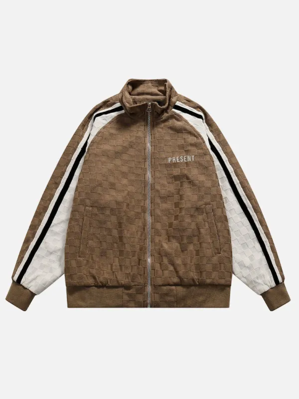Vintage Contrast Check Varsity Jacket sold by Yugen Theory