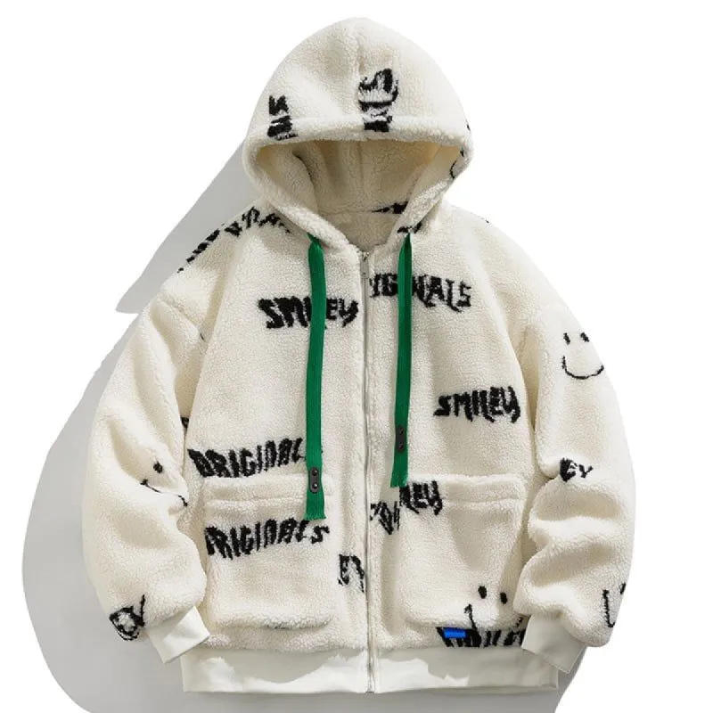 Fleece Winter Coat Full Letter Graffiti sold by Yugen Theory