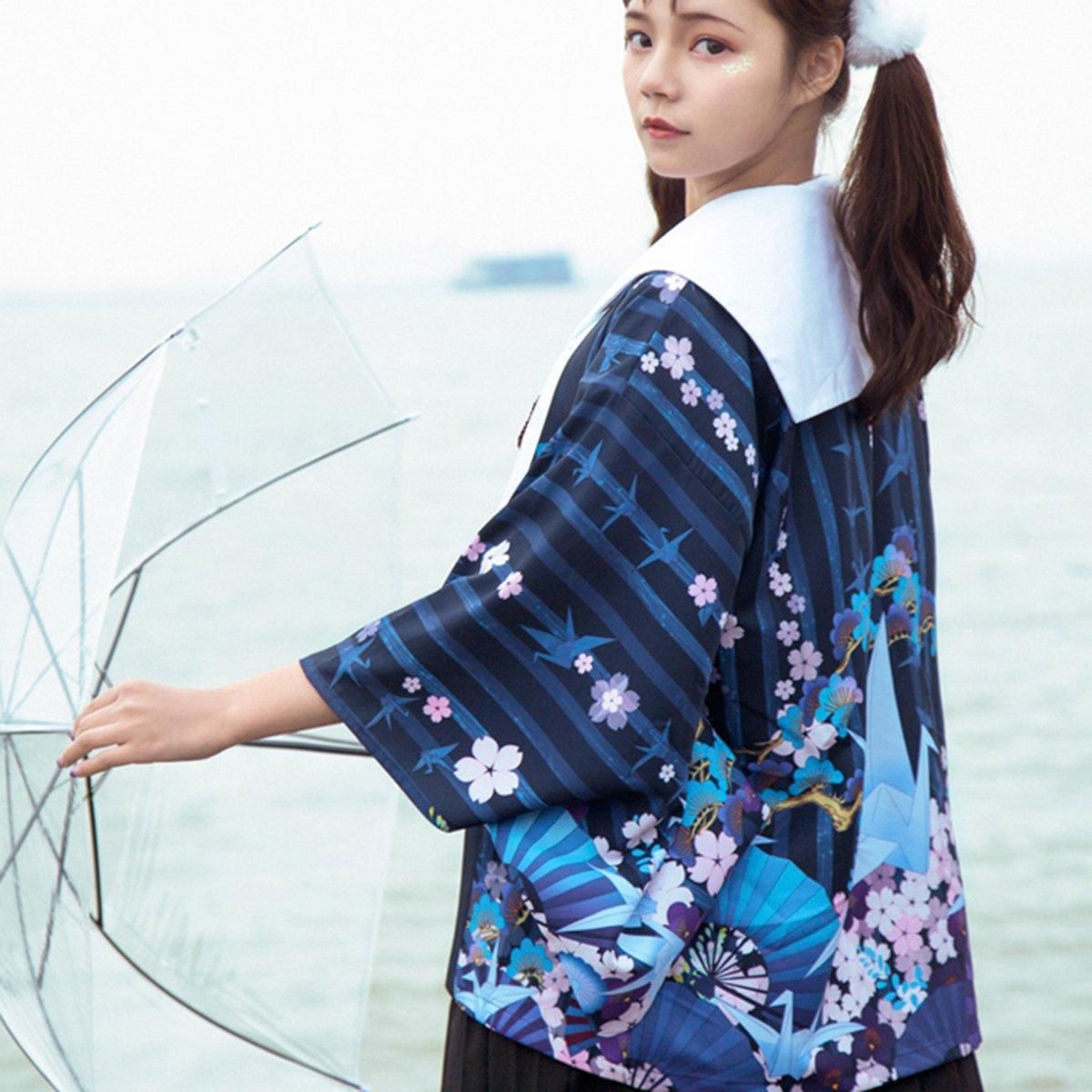 Paper Crane & Sakura Haori Kimono Cardigan sold by Yugen Theory product image thumbnail 4