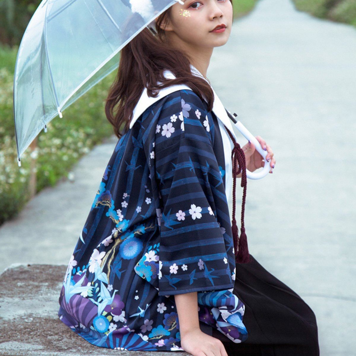 Paper Crane & Sakura Haori Kimono Cardigan sold by Yugen Theory product image thumbnail 2
