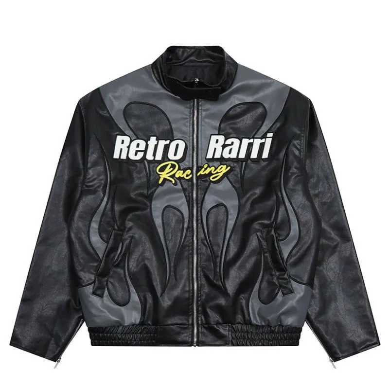 Retro Racing Leather Jacket Hellfire sold by Yugen Theory
