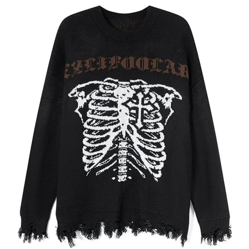 Ripped Jacquard Sweater Skeleton sold by Yugen Theory