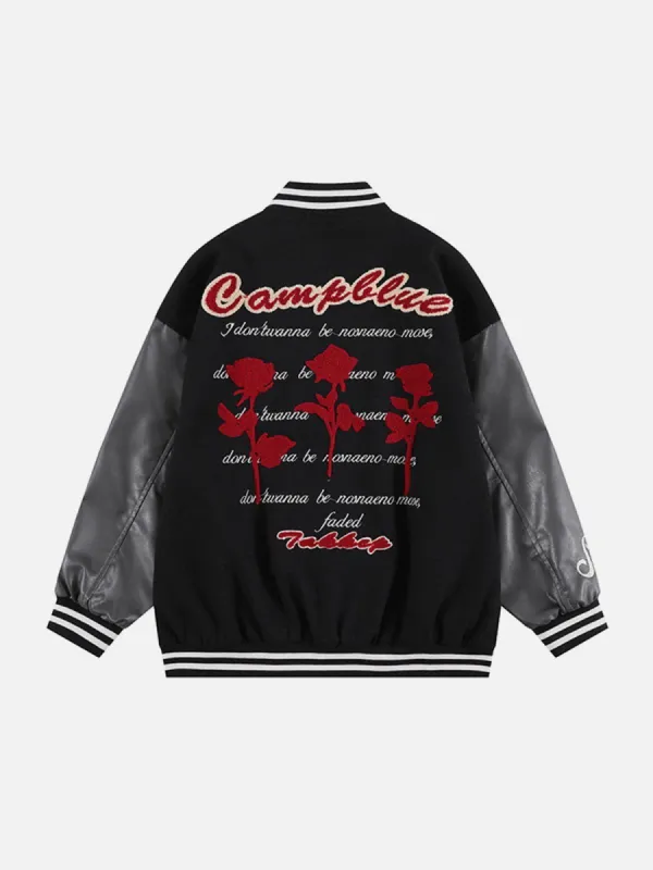 Vintage Rose Flocked Varsity Jacket sold by Yugen Theory