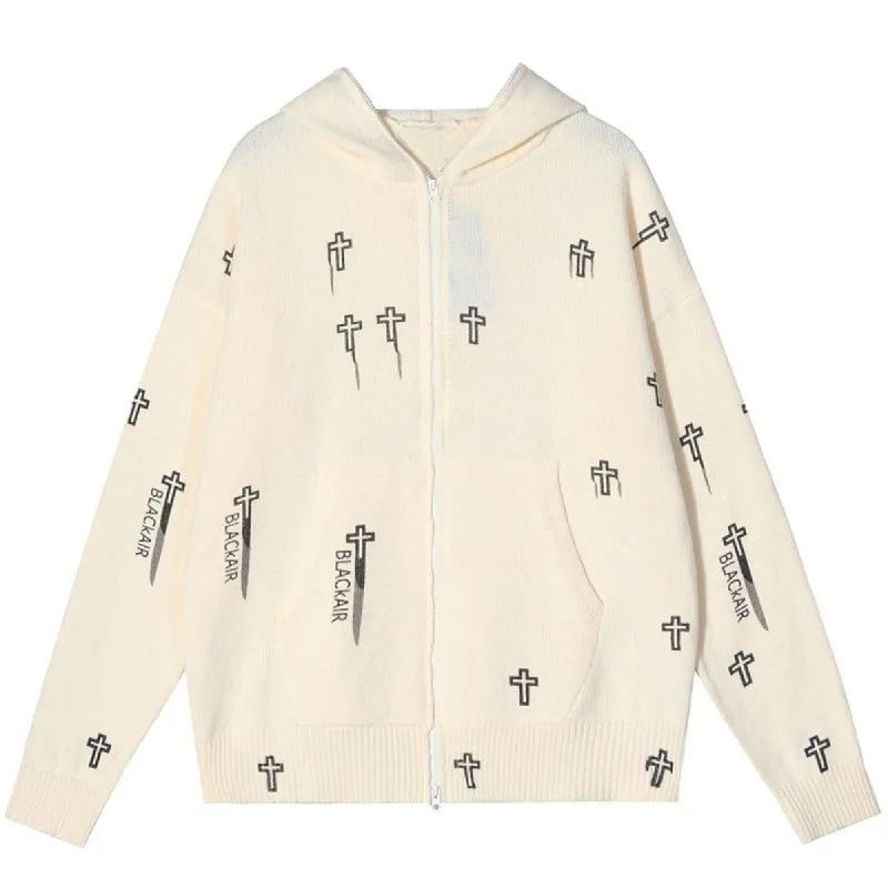 Neck Gaiter Hooded Sweater Cardigan Cross sold by Yugen Theory