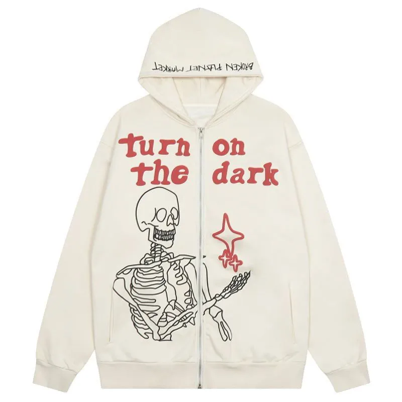 Casual Zip Up Hoodie Skeleton sold by Yugen Theory