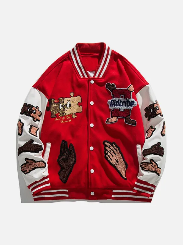 Puzzle Embroidery Varsity Jacket sold by Yugen Theory