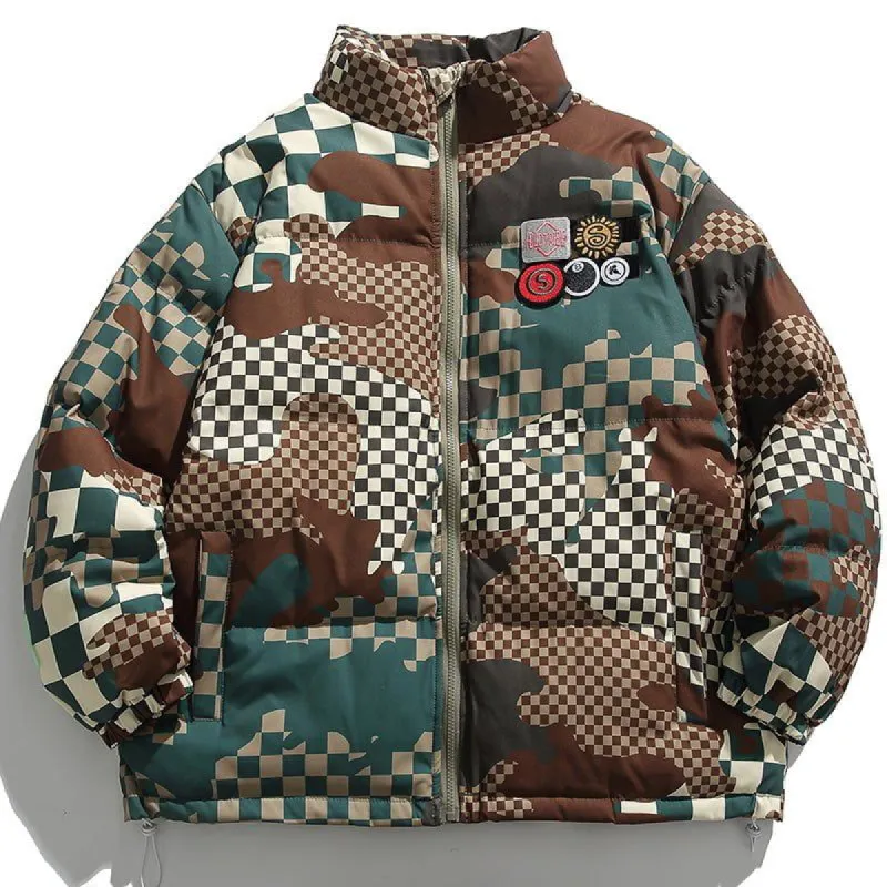 Camouflage Winter Coat Irregular Lattice sold by Yugen Theory