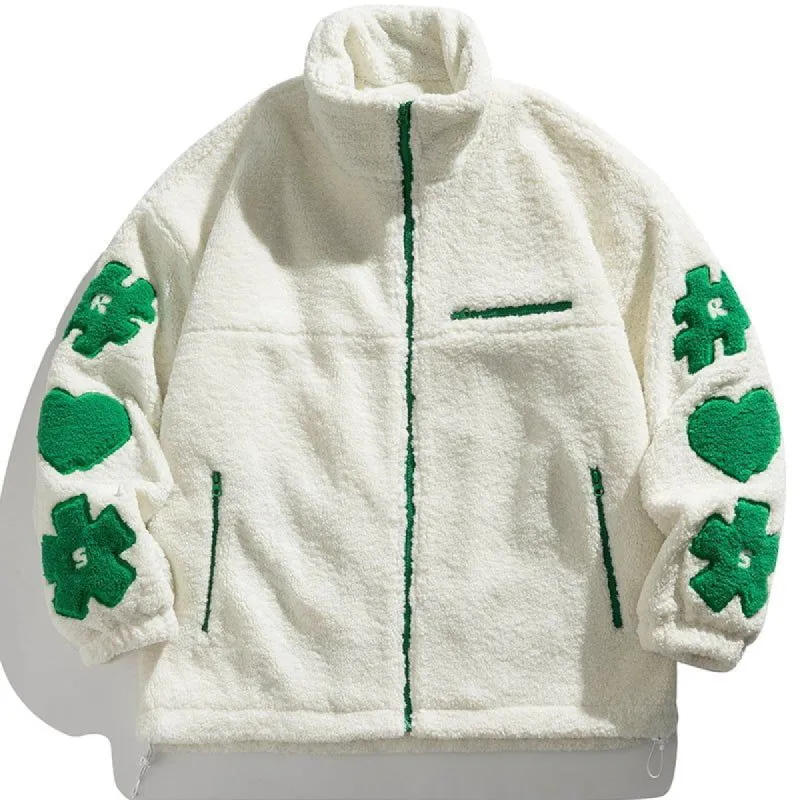Lamb Woolen Winter Coat Flocked Heart sold by Yugen Theory