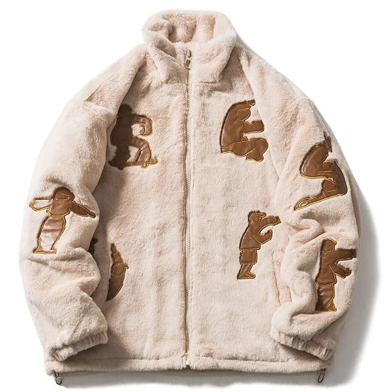 Faux Fur Winter Coat Taijiquan Patchwork sold by Yugen Theory