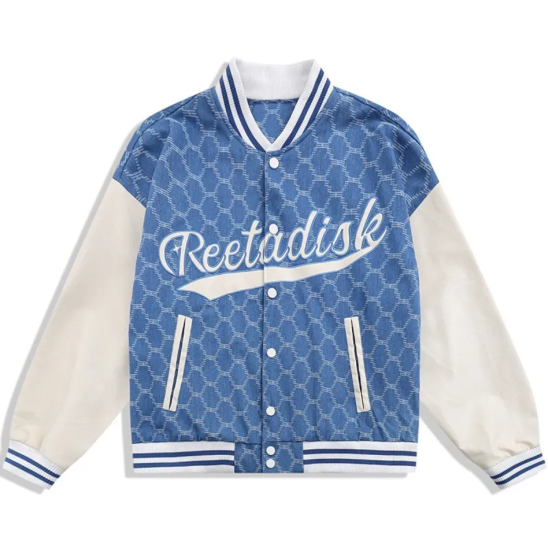 Embroidered Letters Patchwork Varsity Jacket sold by Yugen Theory