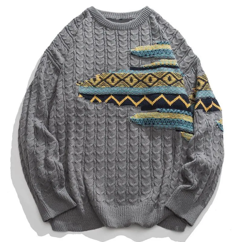 Patchwork Knit Sweater Bohemia Jacquard sold by Yugen Theory