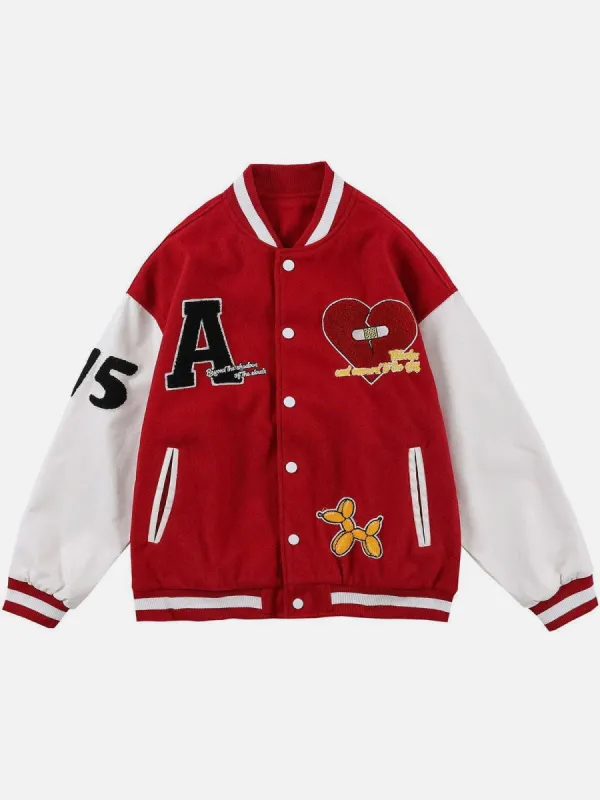 Letter Love Flocking Varsity Jacket sold by Yugen Theory