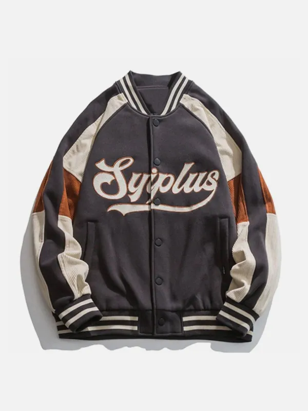 Letter Printing Stitching Varsity Jacket sold by Yugen Theory