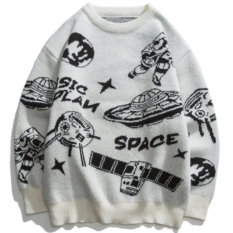 Graphic Knit Sweater Space Station sold by Yugen Theory