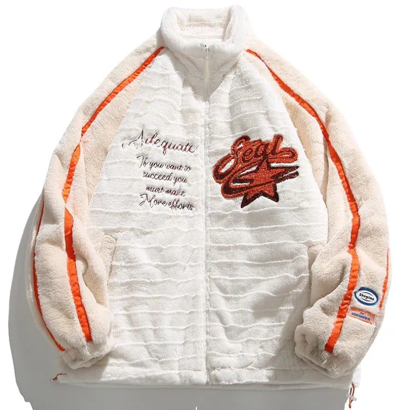 Fluffy Plush Winter Coat Color Block sold by Yugen Theory