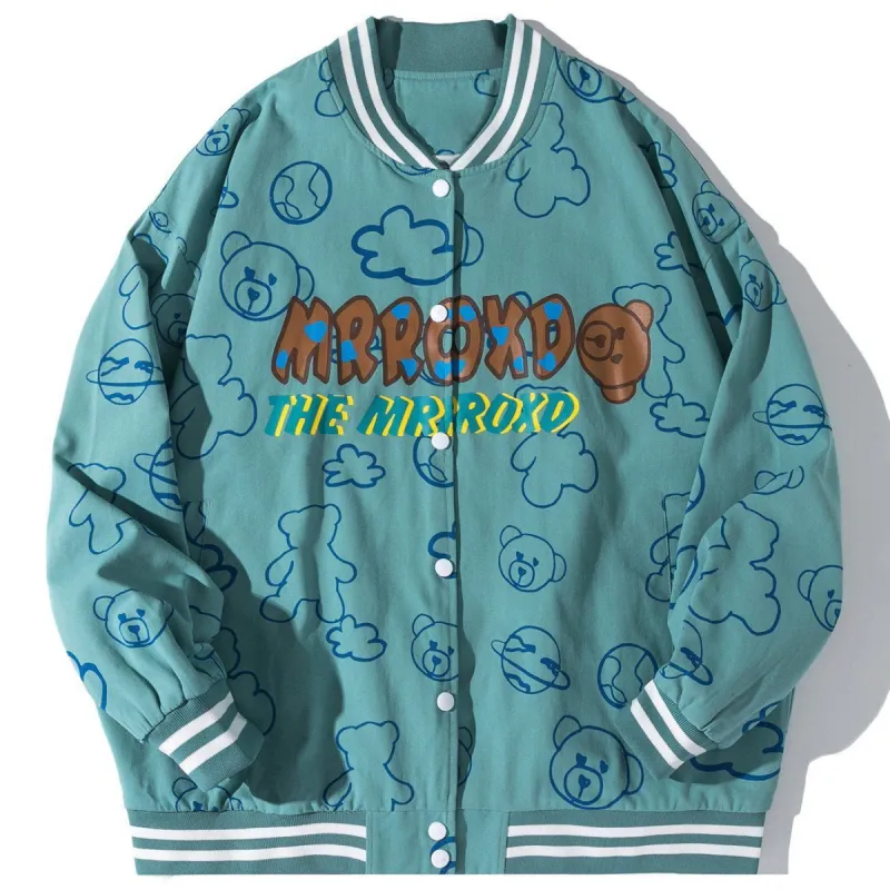 Bear Full Print Varsity Jacket sold by Yugen Theory